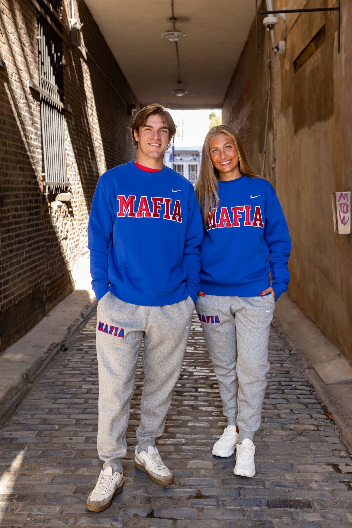 Group shot of models wearing grey MAFIA joggers